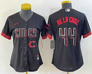 Women%27s Cincinnati Reds #44 Elly De La Cruz Black 2023 City Connect Cool Base Stitched Baseball Jersey->mlb womens jerseys->MLB Jersey